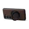 For Samsung Galaxy S25+ 5G Denior A14 Skin Feel Rotating Holder MagSafe Phone Case(Brown)
