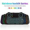 MT08 2.4GHz Mini Wireless Air Mouse QWERTY Keyboard with Colorful Backlight & Touchpad & Multimedia Control for PC, TV(Black)