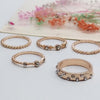 5 PCS/Set Fashion Women Rose Gold Rhinestone Elegant Rings Jewelry Set, Ring Size:10