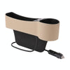 Car Multi-functional Co-pilot Seat Console PU Leather Box Cigarette Lighter Charging Pocket Cup Holder Seat Gap Side Storage Box (Beige)