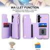 For Samsung Galaxy S24 FE 5G Double Flap Zipper RFID Leather Phone Case with Short Lanyard(Light Purple)