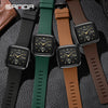 Sanda 1112 Square Six Hand Dial Electronic Quartz Watch(Black)