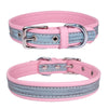 Reflective PU Leather Dog Collar, Pink XL