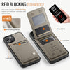 For iPhone 14 AutSpace A12 MagSafe Magnetic RFID Card Bag Phone Case(Khaki)