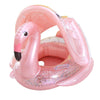 Inflatable Children Swimming Ring with Sunshade Floating Seat(Flamingo)