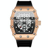 BINBOND B6577 Barrel Shape 30m Waterproof Sports Quartz Watch(Brushed-Black Silicone-Rose Gold-Black)