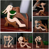 Wooden Human Dog Ornaments Office Home Wood Carving Decoration(B42)
