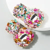 Female Earrings Exaggerated Alloy Geometric Glass Diamond Earrings(Color)