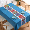 PVC Waterproof Oil-proof Embroidery Yarn Tablecloth, Size: 100x160cm(Navy Blue Ethnic Style)
