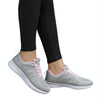 Mesh Breathable Flat Sneakers Running Shoes Casual Shoes for Women, Size:37(Gray Pink)