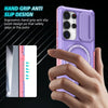 For Samsung Galaxy S25 Ultra 5G Sliding Camshield MagSafe Holder TPU Hybrid PC Phone Case(Pink Purple)