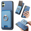 For Samsung Galaxy XCover 7 Retro Cross Leather Ring Vertical Insert Card Bag MagSafe Phone Case(Blue)