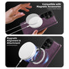 For Samsung Galaxy S25 5G Shield Multi-functional MagSafe Card Bag Phone Case(Purple)