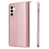 For Samsung Galaxy A35 5G 9-Card Slots Zipper Wallet Bag Leather Phone Case(Rose Gold)