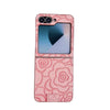 For Samsung Galaxy Z Flip6 5G Camellia Plaid Fabric DIY PC Phone Case(Pink)