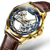 OLEVS 6661 Men Fashion Luminous Waterproof Mechanical Watch(Blue + Gold)