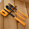 3 in 1 ABS Folding Dinnerware Cutlery Fork Chopsticks Set with Storage Box Outdoor Camping Hiking Traveling Tableware Set(Blue)