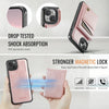 For iPhone 14 Plus AutSpace A12 MagSafe Magnetic RFID Card Bag Phone Case(Rose Gold)