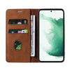 For Samsung Galaxy S23 5G Wristband Magnetic Leather Phone Case(Brown)