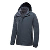 Men Outdoor Waterproof Jacket With Detachable Inner Warm Fleece for Camping Travel, Size: XXXXXL(Gray)