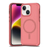 For iPhone 14 Shockproof MagSafe Armor PC Hybrid TPU Phone Case(Dark Pink+Maroon)