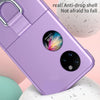 For Huawei P50 Pocket Ribbon Lanyard Skin Feel Phone Case(Purple)