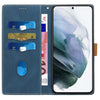 For Samsung Galaxy S22+ 5G Grid Stitching Leather Phone Case with Lanyard(Blue)