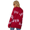 Women Round Neck Knitted Sweater Letters Jacquard Pullover Sweater, Size: M(Black)