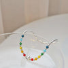 925 Silver Plated Rainbow Smile Beaded Bracelet Ladies Jewelry, Color:  Smile Face