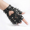 Children Punk Rivet Faux Leather Glove Kids DS Dancing Rock and Roll Jazz Half Finger Glove(Black)