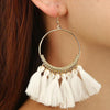 Tassel Earrings for Women Ethnic Big Drop Earrings Bohemia Fashion Jewelry Trendy Cotton Rope Fringe Long Dangle Earrings(Light Pink)