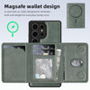 For Samsung Galaxy S25 5G Shield Multi-functional MagSafe Card Bag Phone Case(Green)