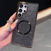 For Samsung Galaxy S23+ 5G Electroplating PC Glitter Grain MagSafe Phone Case(Black)