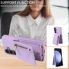 For Samsung Galaxy S24 FE 5G Crossbody Lanyard Zipper Wallet Leather Phone Case(Purple)