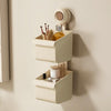 Suction Cup Wall Mounted Bathroom Shelf Drainage Detachable Storage Rack Hanging Basket, Style: 2 Layers Small Brown