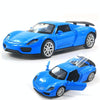 1:36 Three-door Open Alloy Sports Car Model Pull Back Car Boy Toy(Gem Blue)