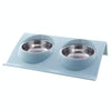 Slanted Stainless Steel Pet Bowl - Anti-Skid, Blue (Small)