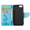 For  iPhone 8 & 7   Pressed Flowers Butterfly Pattern Horizontal Flip Leather Case with Holder & Card Slots & Wallet(Blue)