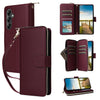 For Samsung Galaxy A26 Nine-card Slots Zipper Wallet Bag Leather Phone Case(Wine Red)