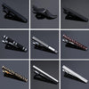 Brass Polished Gum Pattern Business Men Tie Clip, Color: Black Silver Stripe