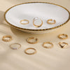 10pcs/set Multi-Metal Twisted Pearl Hollow Open Ring(SKU6165 Gold)