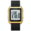 SKMEI 1866 Square Large Screen Men Steel Belt Multi-function Night Light Alarm Clock Watch(Gold White Machine)