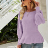Autumn and Winter Women Sweater Waist Lantern Sleeve Knitted Top, Size: M(Purple)