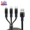 XJ-76 40W 5A 3 in 1 USB to 8 Pin + Type-C + Micro USB Super Flash Charging Cable, Length: 1.18m(Black)