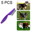 5x Pet Flea Combs, Fine Tooth Steel, Purple, 14cm, Cats & Dogs