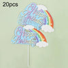 20pcs Birthday Party Cake Toppers Baking Cake Ornament Flags Dessert Decoration, Style: Rainbow 2