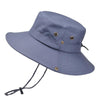 Outdoor Sun Hat Hiking Big Brim Breathable Sunscreen Fisherman Hat(Dark Gray)