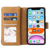 For iPhone 11 Pro Max Zipper Wallet Bag Horizontal Flip PU Leather Case with Holder & 9 Card Slots & Wallet & Lanyard & Photo Frame(Brown)