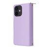 For iPhone 12 / 12 Pro Nine-card Slots Zipper Wallet Bag Leather Phone Case(Light Purple)