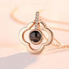 100 Language I Love You Projective Girl Four-leaf Clover Pendant Necklace Jewelry (Rose Gold)